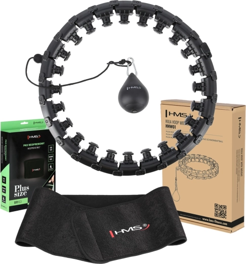 HMS HHW12 Plus okos masszázs hullahopp állítható karikával és BR163 övvel – fekete