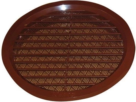 Műanyag szellőzőrács hálóval, 125 mm átmérő – Barna