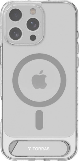 Átlátszó mágneses TORRAS Pstand tok kitámasztóval iPhone 16 Pro Maxhoz