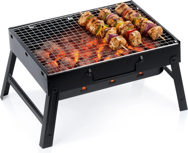 Vilde összecsukható hordozható faszenes grill bőrönd formában 40 × 27,5 × 20 cm