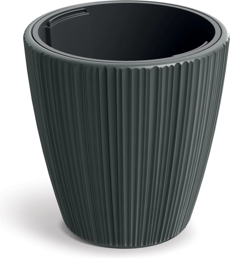 ORO virágcserép belső betéttel, sötétszürke, 19,9 cm