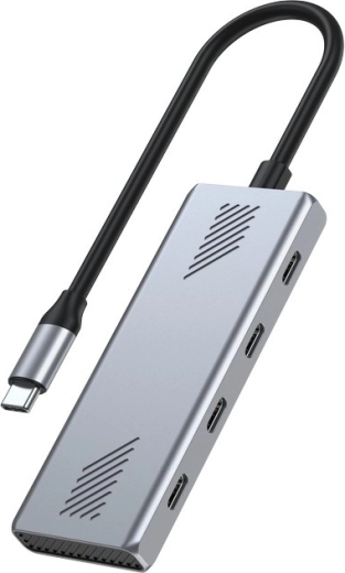 USB‑C hub 4× USB‑C 10 Gb/s, USB 3.2 Gen 2, fém kivitel