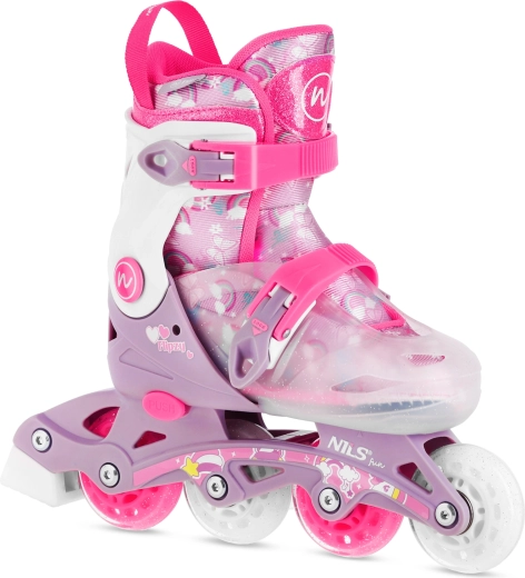 NILS Fun Flipzy rózsaszín, állítható gyermek inline görkorcsolya – XS (27–30)