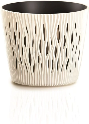 Sandy Round virágtartó betéttel, krémszínű, 12,8 cm átmérő