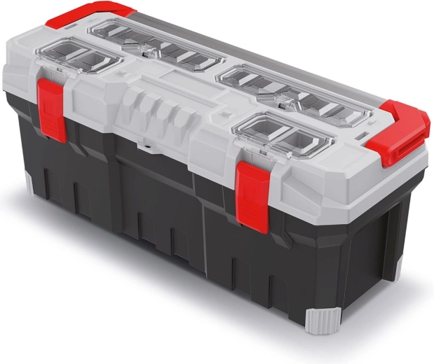 TITAN PLUS műanyag szerszámos koffer fém fogantyúval, 752 × 300 × 304 mm, szürke