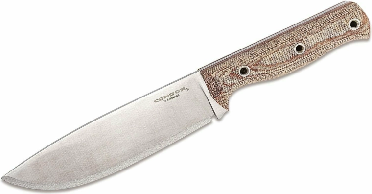 Condor Low Drag kültéri kés, 16,7 cm, szatén penge, barna Micarta, bőr tok