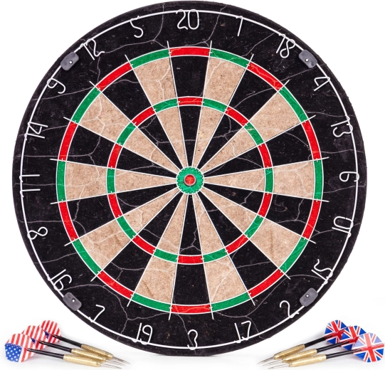 46 cm-es szizál darts tábla 6 fém nyíllal