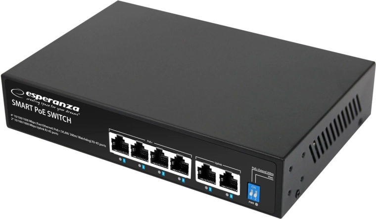 Esperanza GOLIATH 6 portos 65 W-os PoE hálózati switch