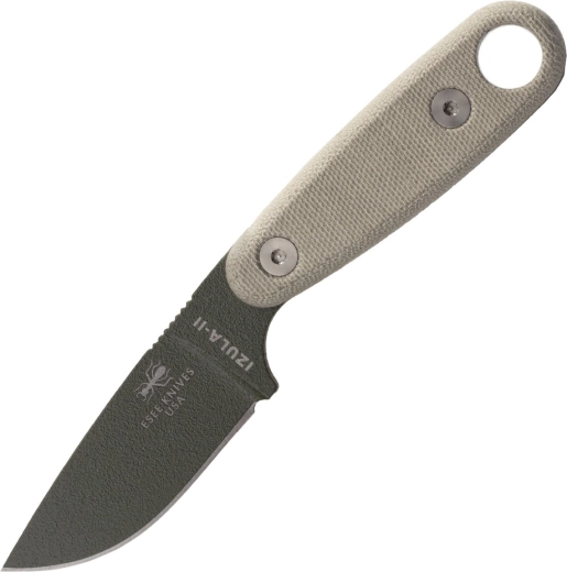 ESEE Izula II zöld nyakkés micarta markolattal és fekete tokban