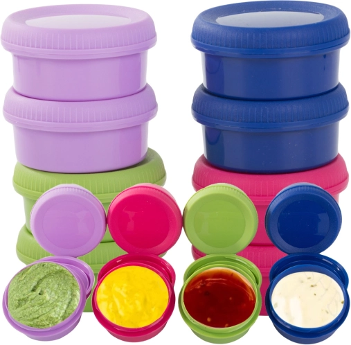 színes szósz- és mártásos tégelyek 80 ml – 8 darabos készlet fedéllel
