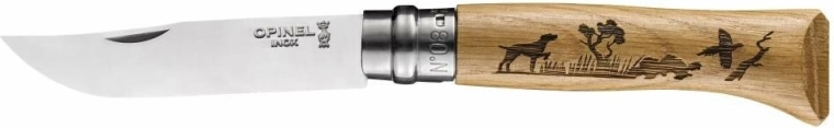 Opinel N°08 Inox Animalia Dog zsebkés, tölgyfa, 8,5 cm