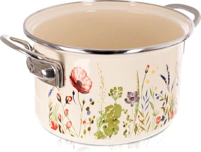 Krém színű zománcozott fazék Maki 22 cm, 4 l