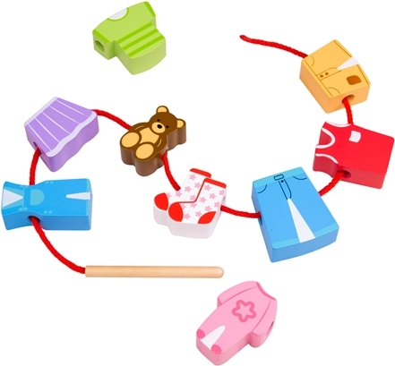 Bigjigs Toys ruhák fűzőkészlet gyöngyökkel