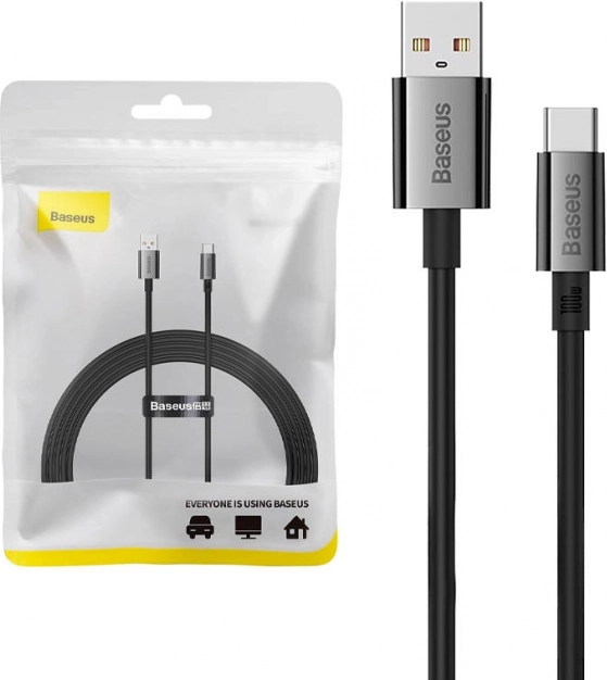 Baseus USB‑C töltő- és adatkábel kijelzővel, 100 W, 2 m, fekete