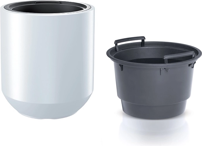 Műanyag virágcserép betéttel, fehér, 39 cm átmérő