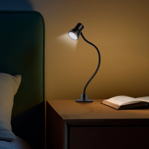 Rugalmas asztali LED-lámpa csipesszel és USB-táppal