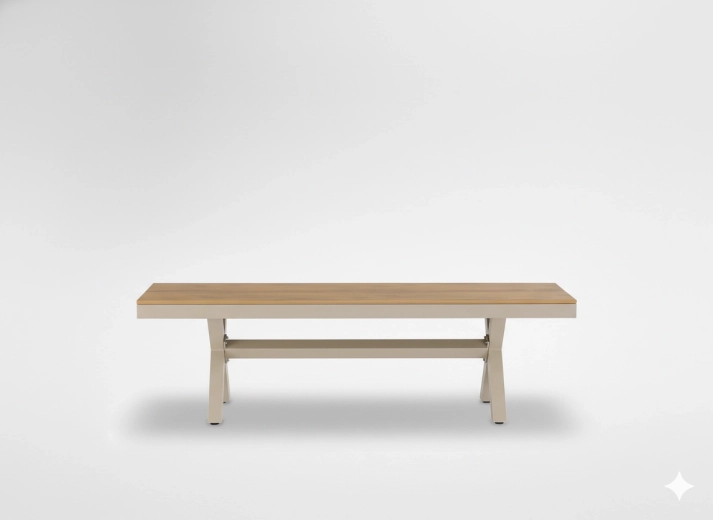 Bézs színű alumínium kerti pad 150 × 36 × 47 cm