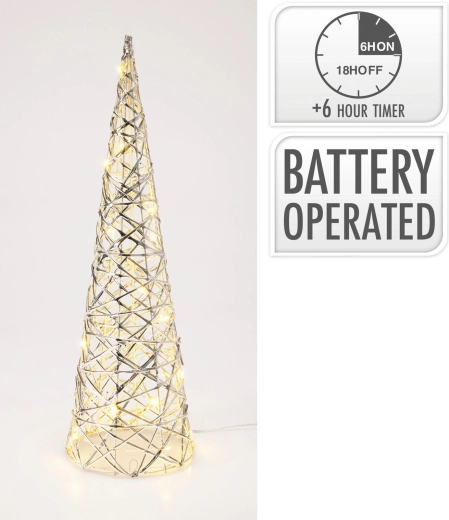 Dekoratív LED piramis 40 cm ezüst felülettel és időzítővel