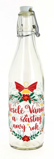 Üvegpalack patentzárral 1 l Boldog karácsonyt