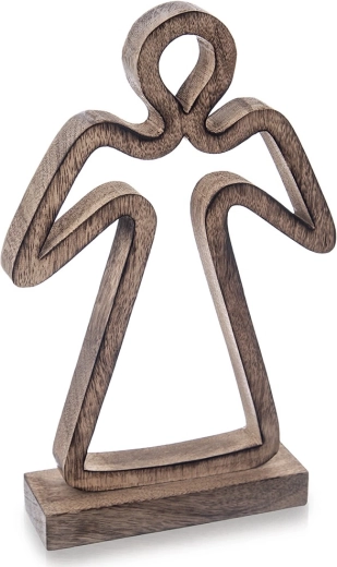 29 cm-es fa karácsonyi angyalfigura mangófából