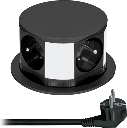 Solight kihúzható süllyeszthető konnektorblokk munkalapba 4× 230 V, fekete, 2 m