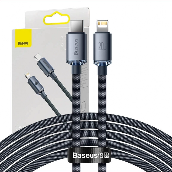 Gyors töltésű Baseus 20W 2m fekete USB-C - Lightning kábel