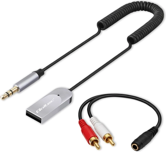vezeték nélküli Bluetooth 6.0 audió vevő otthonra és autóba, 2× RCA, 3,5 mm AUX és USB-táp, mikrofonnal