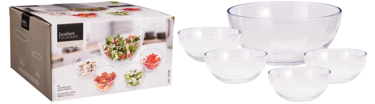 5 darabos üveg salátástálka szett