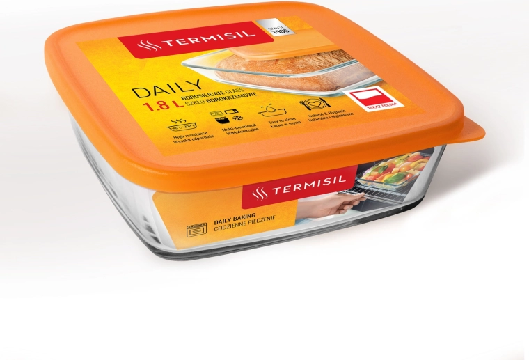 Műanyag tárolódoboz 1,8 l narancssárga fedéllel