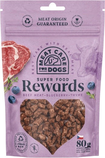 Meat Care Rewards kutyajutalom – marhahús áfonyával és kakukkfűvel 80 g