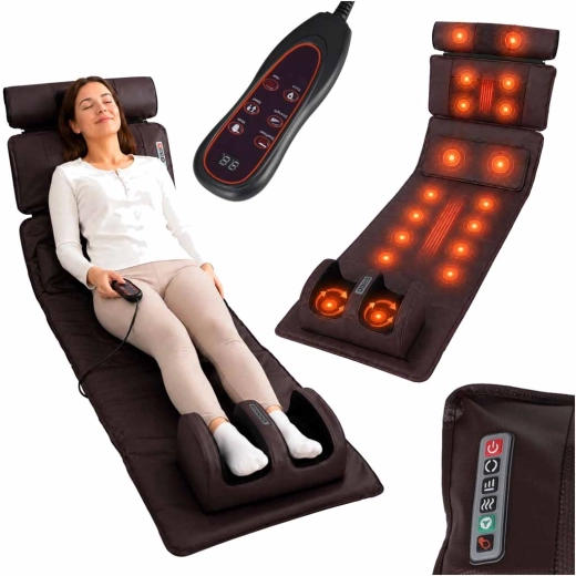 Shiatsu párnával, fűtéssel és vezérlővel ellátott, teljes testre való masszázs alátét