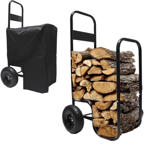 Guruló tűzifahordó ponyvával, 60 kg teherbírás