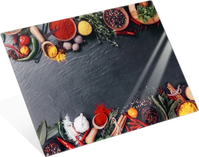 Vilde üveg vágódeszka fűszermintával 40 × 30 cm