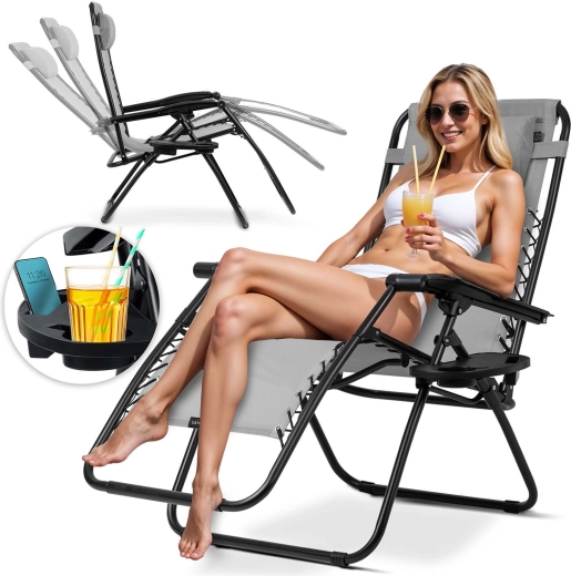 Összecsukható kerti napágy párnával Sofotel ChillWell, szürke