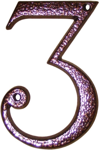 Háztáblaszám 3 barna – cinkötvözet, magasság 117 mm