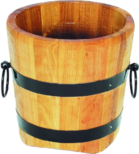 Fa virágtartó 40 × 40 cm fémabroncsokkal