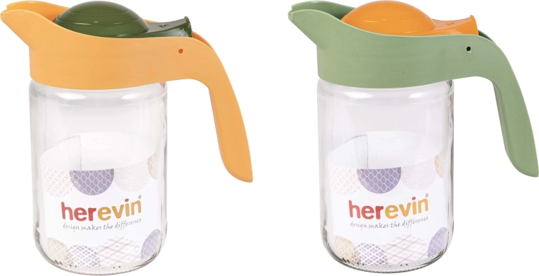 660 ml-es kancsó üveg tartállyal és műanyag tetővel