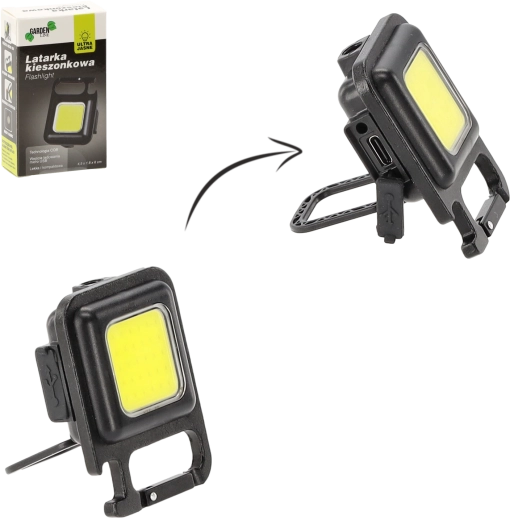 Mini zseblámpa mágnessel és állvánnyal, micro USB töltéssel