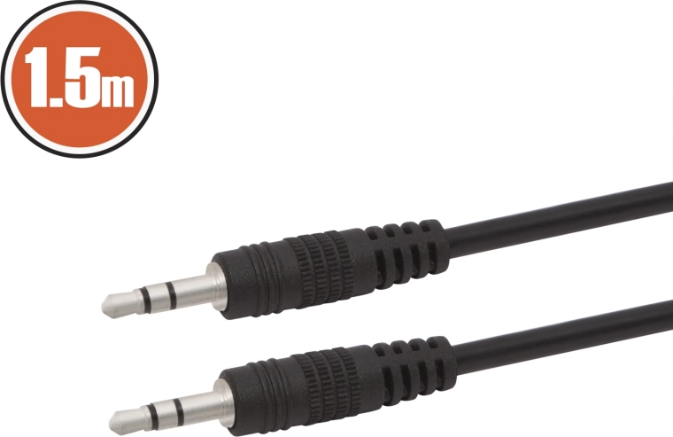 Audio kábel Jack 3,5 mm – Jack 3,5 mm, 1,5 m, fekete