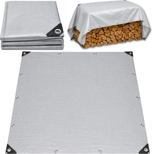 Szürke vízálló védőponyva fém rögzítőszemekkel 200 × 400 cm