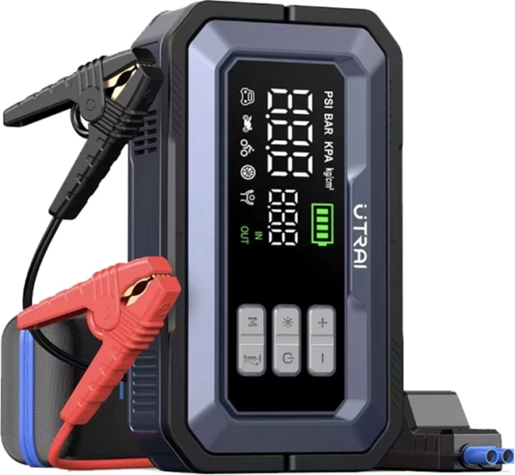 UTRAI JS30 indító segédakkumulátor kompresszorral és OBD‑II diagnosztikával