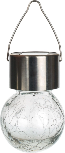 HANG napelemes függőlámpa rozsdamentes acélból és üvegből, áttetsző, 1 LED