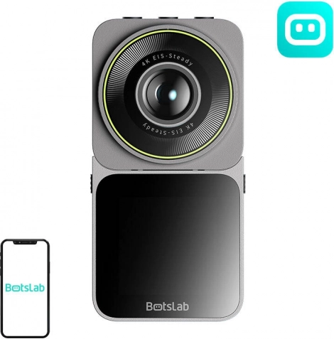 Kettős 4K autós kamera és akciókamera BOTSLAB, Wi‑Fi 2,4 GHz‑cel és 1700 mAh‑s akkumulátorral