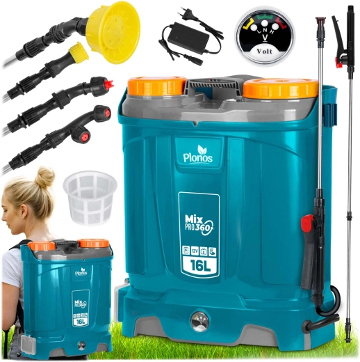 Akkumulátoros háti permetező keveréssel, 16 l, Plonos