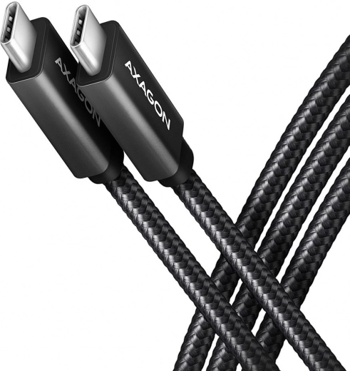 AXAGON USB‑C – USB‑C kábel 3.2 Gen 2, 1 m, PD 100 W, 5 A, 4K, alumínium, fonott, fekete