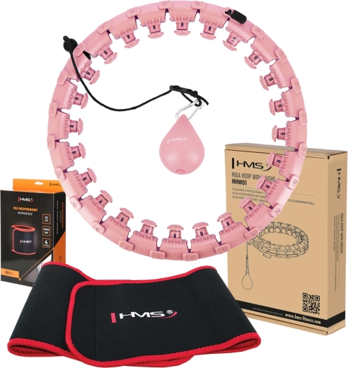 HMS HHW01 súlyos masszázs karika és BR163 karcsúsító öv szett – rózsaszín
