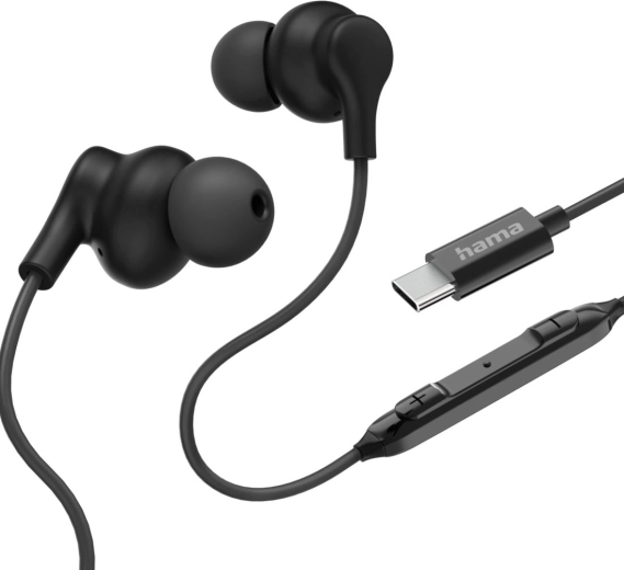 Hama Curly USB-C fekete fülbe dugható fülhallgató
