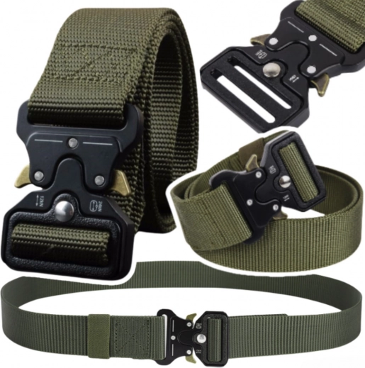 Taktikai nylon öv gyorskioldós csattal 120 × 3,8 cm – zöld