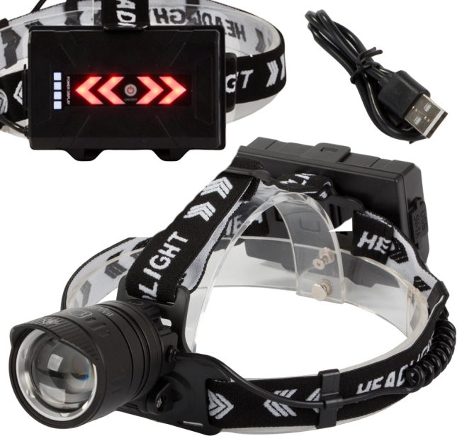 Bailong fejlámpa Cree LED-del, powerbank funkcióval és zoommal