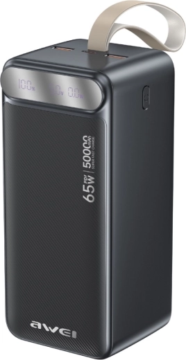 Awei powerbank 50 000 mAh 65 W PD LED kijelzővel (2× USB-A, USB-C) - 1 db